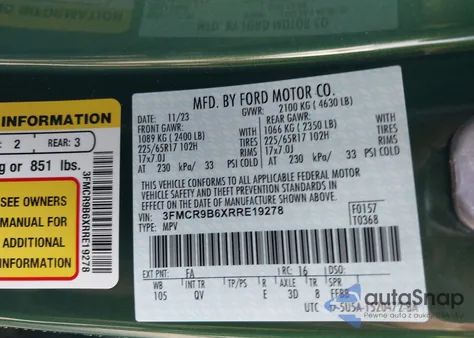 2024 Ford Bronco Sport Big Bend from USA, damaged, VIN 3FMCR9B6XRRE19278